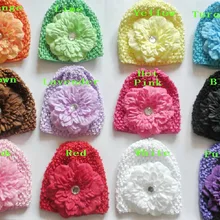 Мягкое вафельное кепки, вязаные шляпы волос Цветочные заколки шапочка с герберой лилии пиона цветок девушка растягивающиеся шапки MZ9111