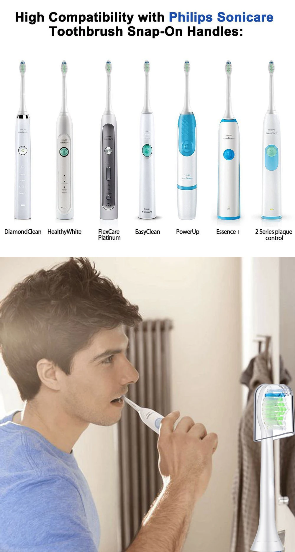 20 шт. насадки зубных щеток для Philips Sonicare HX6064 HX9362 HX6013 HX6063 HX3110 HX3212 HX6231 HX6631 HX8911 HX6711 HX6730 HX6930