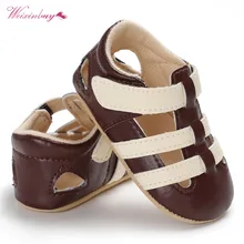 Обувь для новорожденных мальчиков; летняя детская обувь из искусственной кожи; обувь для малышей; мягкий один крюк; петля для малышей