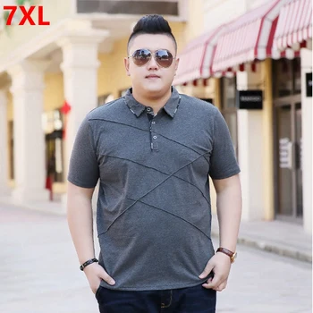 

Summer oversize short-sleeved Polos men plus fertilizer XL lapel trend big men's loose thin polo 7XL 6XL 5XL