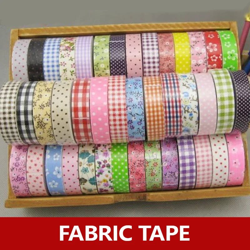 

1 Roll Grid / Flower / Polka Dot Fabric Tape for Sewing , Scrapbook Cotton Fabric Deco Tape for DIY Decoration