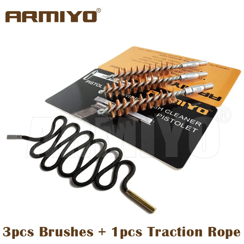 Armiyo فرشاة 9 مللي متر. 380. 38. 357 Cal مسدس برميل تنظيف فرشاة بندقية الأنظف اثقب عدة الصيد الرماية مجموعة المسمار موضوع حجم 8-32
