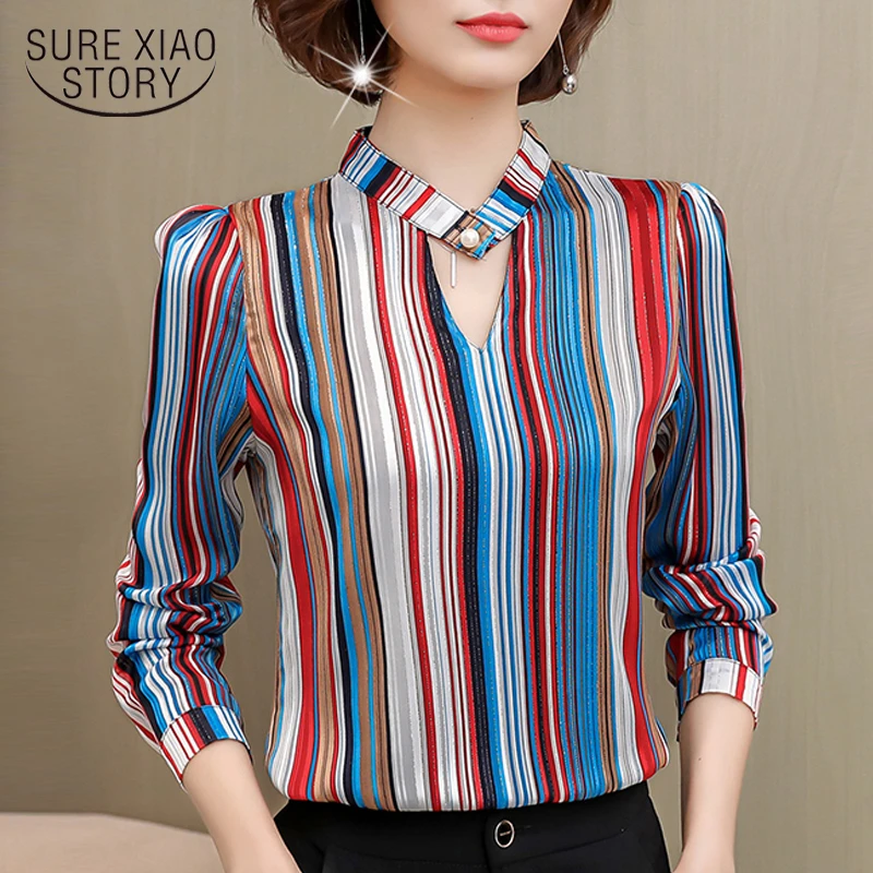 striped chiffon blouse