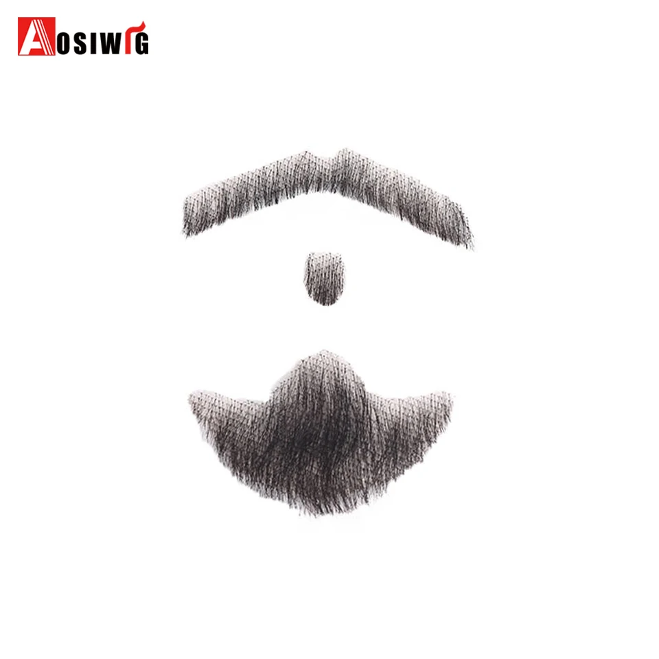 baratas Tecer Homem do Bigode Barba Falsa Maquiagem para Cinema e Televisão Maquiagem Facial Cabelo Real Fantasia Cospaly Festa Agindo Ferramentas AOSIWIG