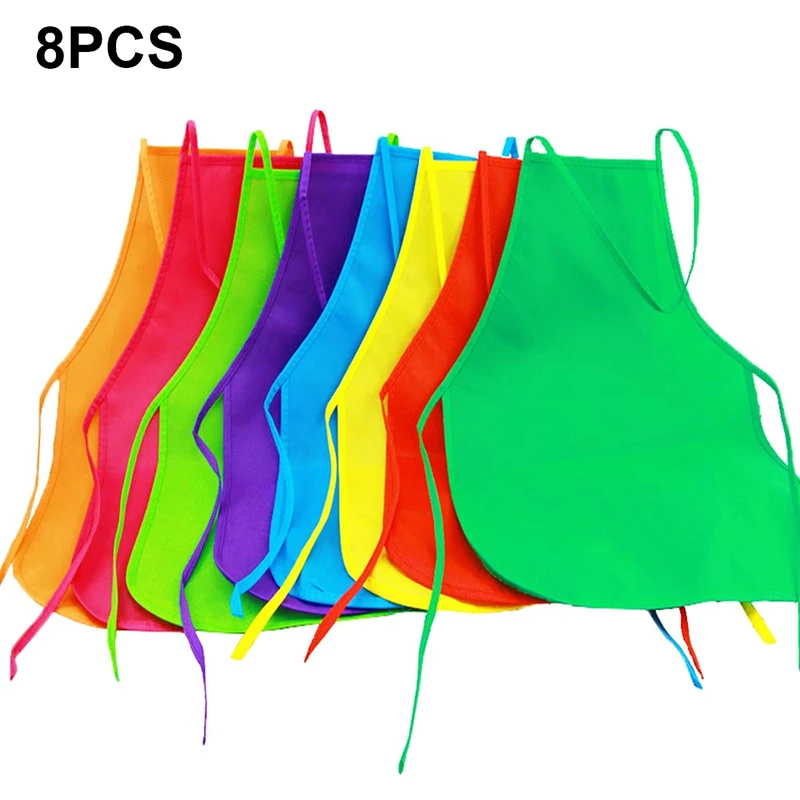 

8 Colors Children Waterproof Apron Kids Painting Cooking Baby Pinafore Solid Color Kitchen Toddler Clean Aprons Child Outerwear