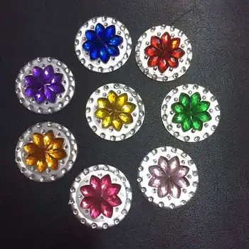 

Round Resin 50pcs 30mm Flower Flat Back Rhinestone Wedding Buttons Diy Crafts D66*10