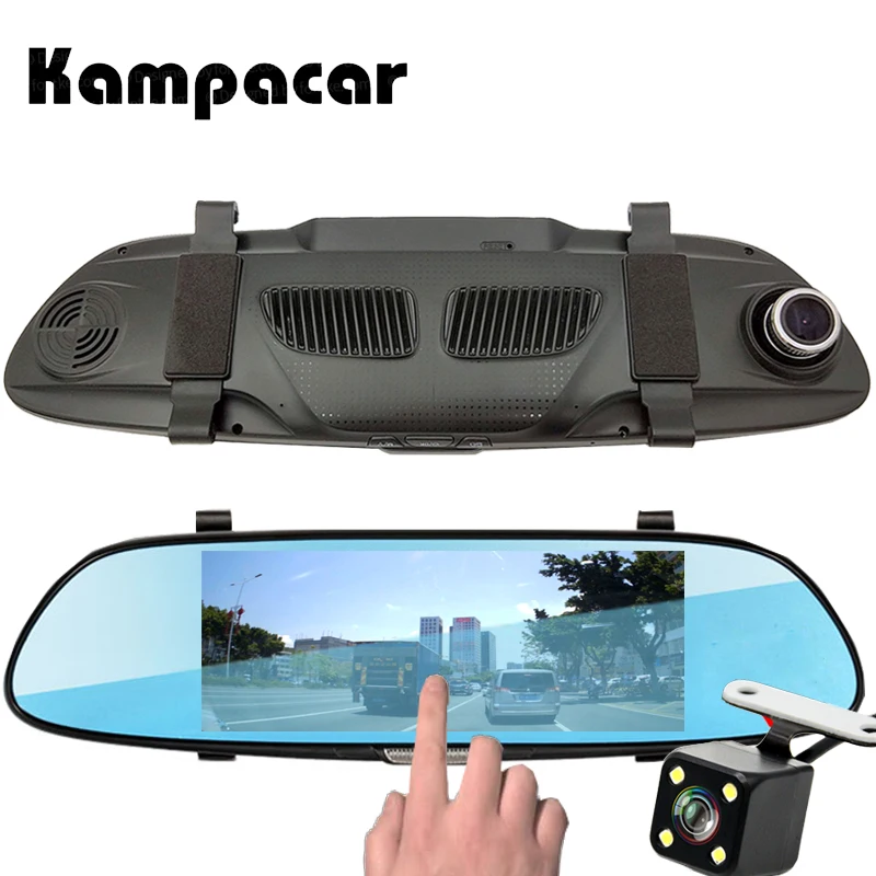 Beste Kampacar Auto Dvr Dash Cam 7.0 inch Touch Spiegel Camera Video Recorder Registrator Auto Achteruitkijkspiegel Met Recorders Voor auto #039;s