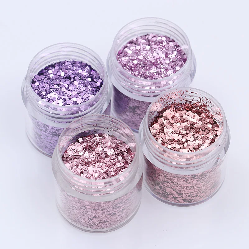 

4 Boxes 10ml Pink Purple Glitter Powder Hexagon Shape Paillette Nail Sequins Nail Art Decoration
