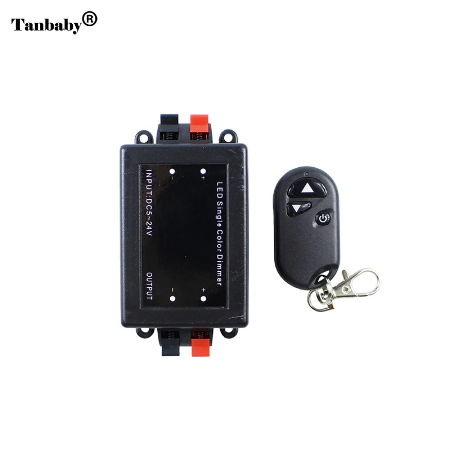 

Tanbaby RF 12V 8A PWM LED Dimmer Controller DC12-24V with 3 Button Key-chain Remote for 5050 3528 5630 LED Strip/led modules