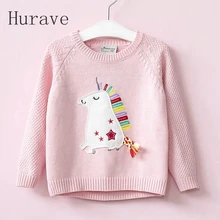 Hurave 2017 fashion girls kids sweater print cartoon sweater for toddler children clothing autumn