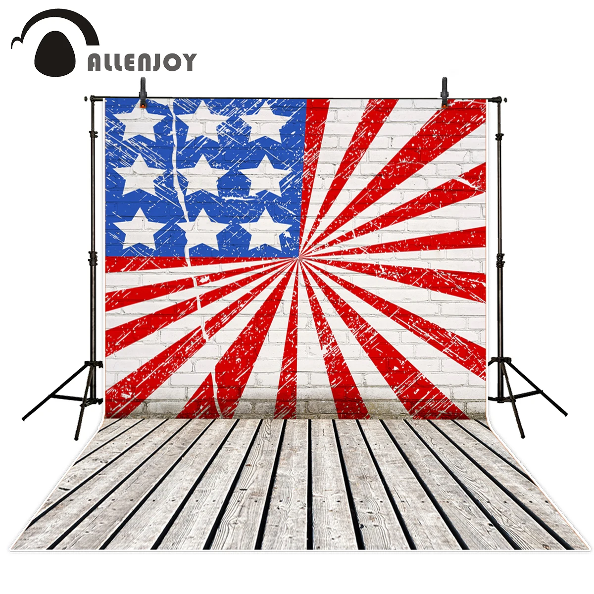 

Allenjoy photographic background Blue Red White Brick Wall Star Independence Day excluding stand for photographic studio