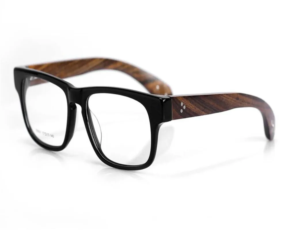 MONGOTEN Unisex Retro Fashion New Full Rim Wooden Temple Prescriptions