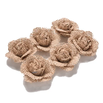 

6Pcs/lot Shabby Chic Handmade Jute Hessian Burlap Flowers Rose Event & Party Supplies Home Decor Wedding Decor