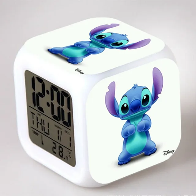 New Alarm Clocks Lilo & Stitch LED 7 color Flash Change Digital Alarm Clock wekker reveil Watch