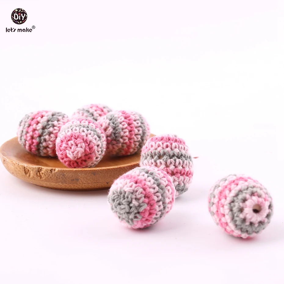 Let's Make Baby Teether 5 шт./лот 24*19 мм вязанные овальные деревянные бусины вязаный