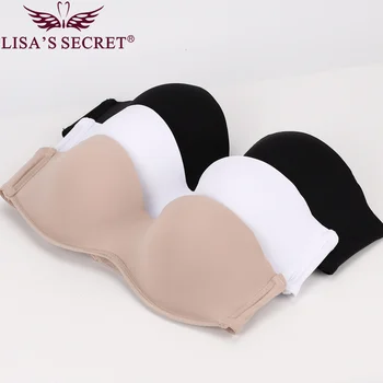 

Strapless Bra Silicon Bras Solid Wedding Dress Plus Size Woman Sexy Bra Push Up Lingerie Self Adhesive Brassieres Half Cup B C