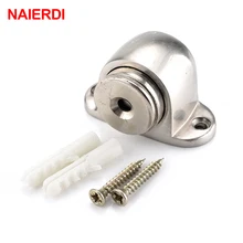NED Zinc Alloy Door Stop Casting Powerful Floor-mounted Magnetic Holder 54mm*35mm Satin Nickel Brushed Door Stopper