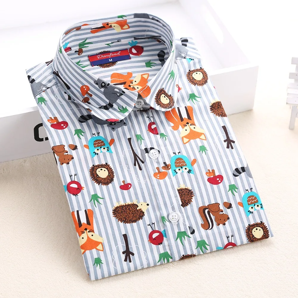 Dioufond Plus Size Shirt Women Cotton Blouse Fashion Long Sleeve Ladies Tops Floral Print Women Blouses Casual Female Shirt 5XL