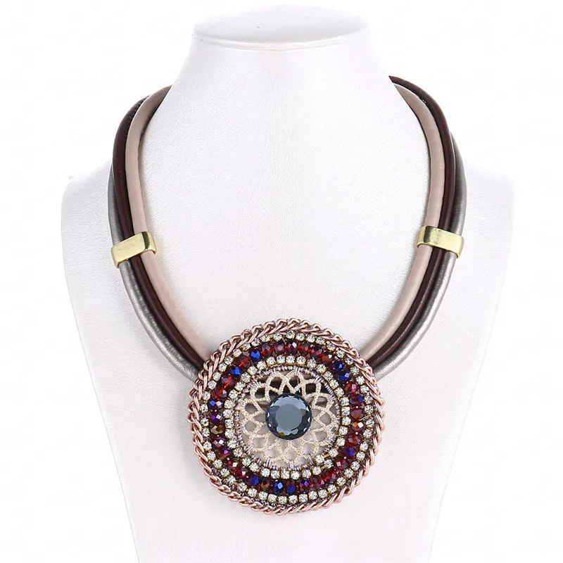Badu, винтажное кожаное ожерелье, женское короткое колье, массивное ожерелье с крючком, колье из искусственной кожи, зимние ювелирные изделия, вечерние
