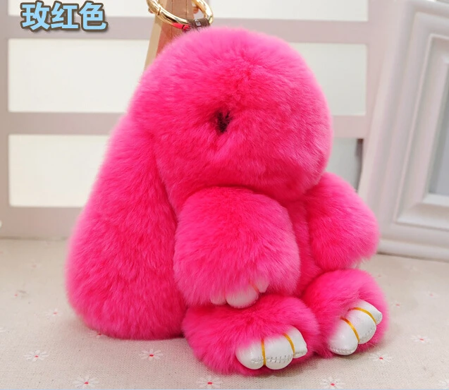 10 Color Real Genuine Rex rabbit Furs font b Keychain b font Pendant Bag Car Charm