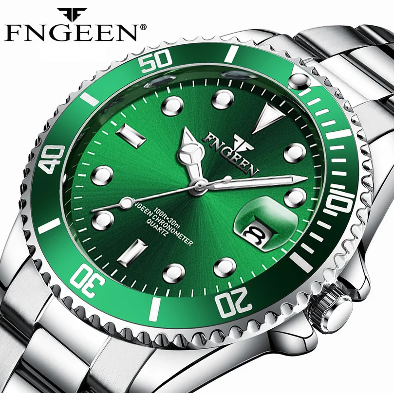 Tanie 2019 nowe męskie zegarki Top marka luksusowy męski zegarek wodoodporny Luminous mężczyzna zegar kwarcowy zegarek FNGEEN 8080 relogio masculino