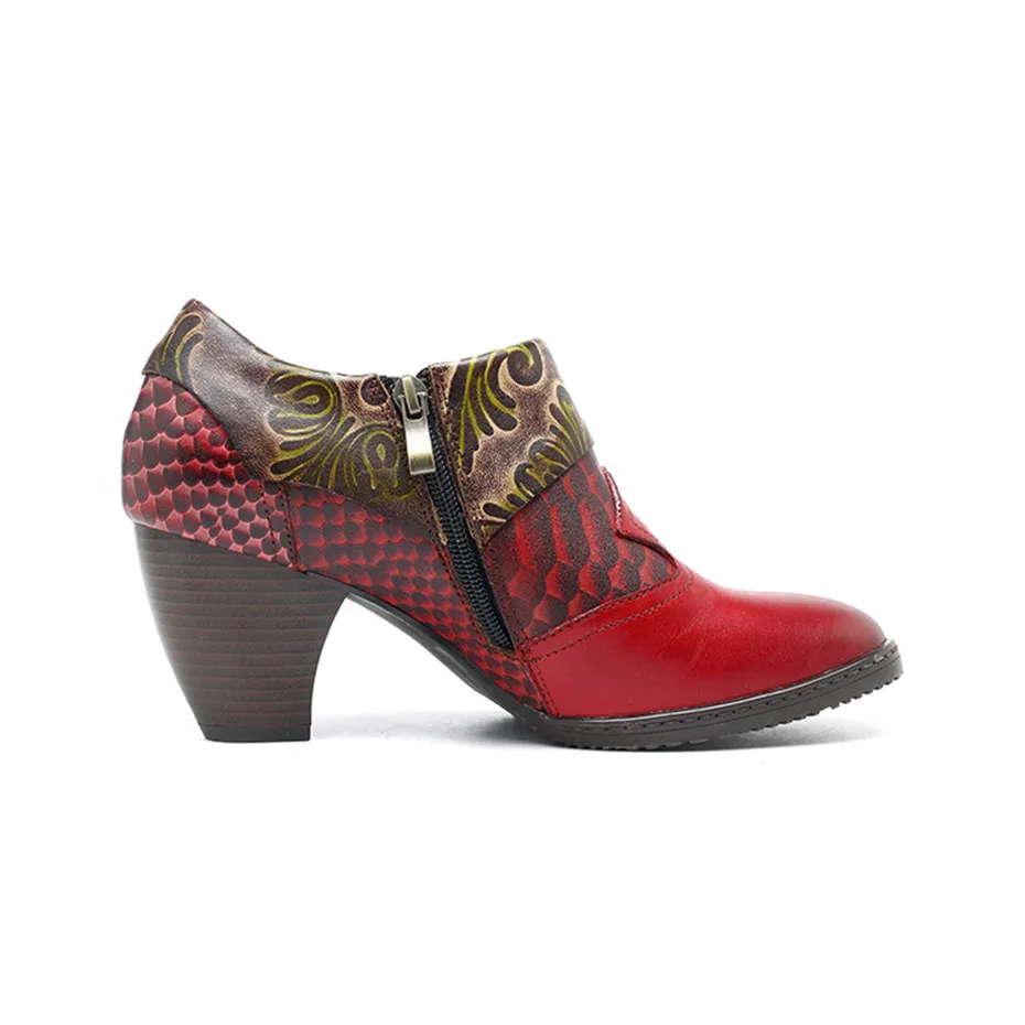 Big Size High Heels Pumps Women Shoes Vintage Handmade Square Toe Snake Pattern Zip Cow Leather Pumps Spring Autumn Ladies Shoes (1)