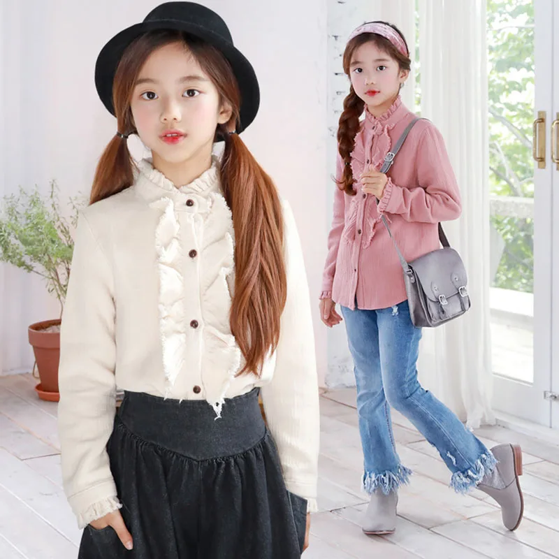 

Girl's Clothes Lotus Leaf Edge Jacket Long Sleeves Korean version All Matched Fashionable Comfortable New in 2018
