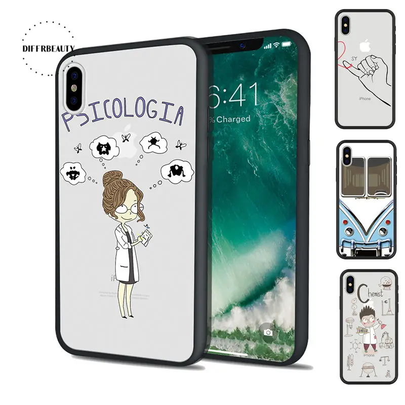 

DIFFRBEAUTY Simple Cute Occupation Nurse Chef Scientist Hand Silicone Ultra Phone Case Coque For iPhoneX 8 6S 7 6Plus 5SE