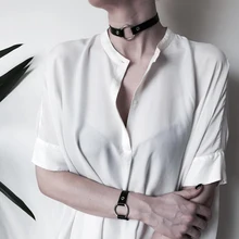 Ошейник-чокер кожаный бондаж Сексуальная Регулируемая пряжка БДСМ шейный ремень панк портупея в готическом стиле уплотнительное кольцо эротический флирт полюс танцевальный клуб