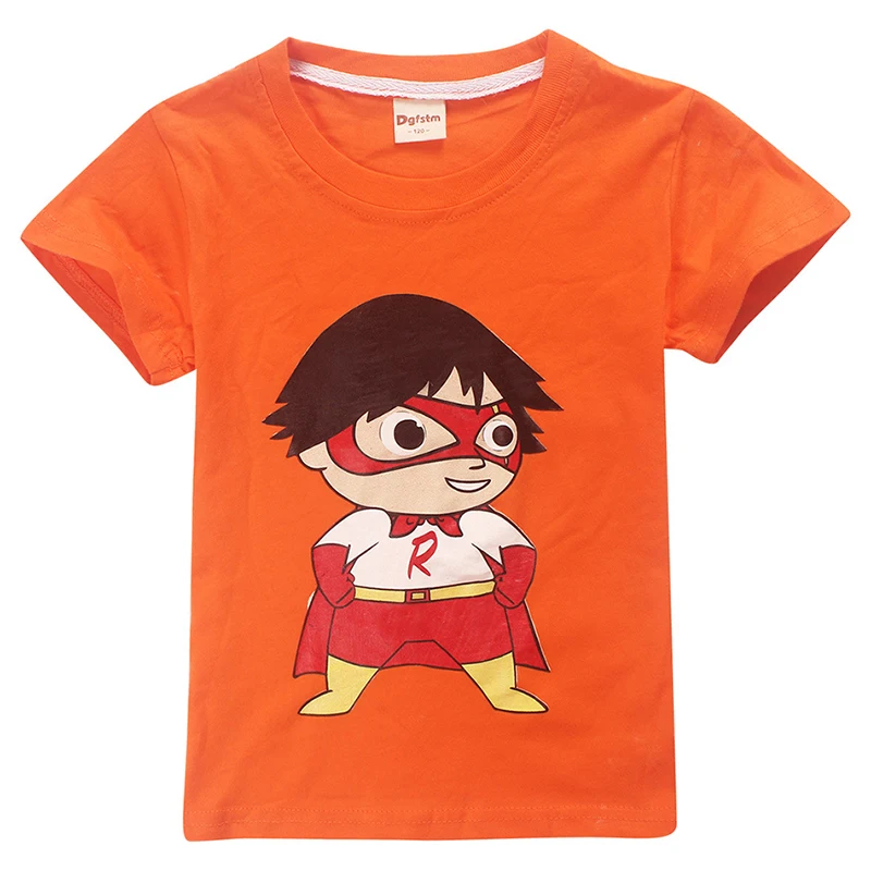 Детская футболка хлопковая футболка для мальчиков и девочек с коротким рукавом и изображением Райана, отзыв о игрушках, желтая футболка для мальчиков классный Розовый пуловер для девочек - Цвет: T shirt10