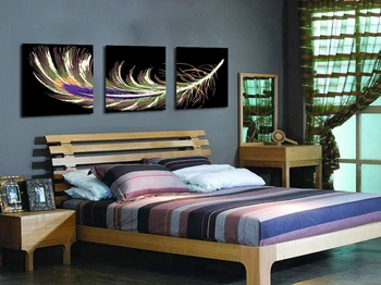 

Colorful Feather Rainbow Color Still Life Pictures - 3 Pieces Canvas Prints Artwork for Home Decoration Wall Art Poster Print