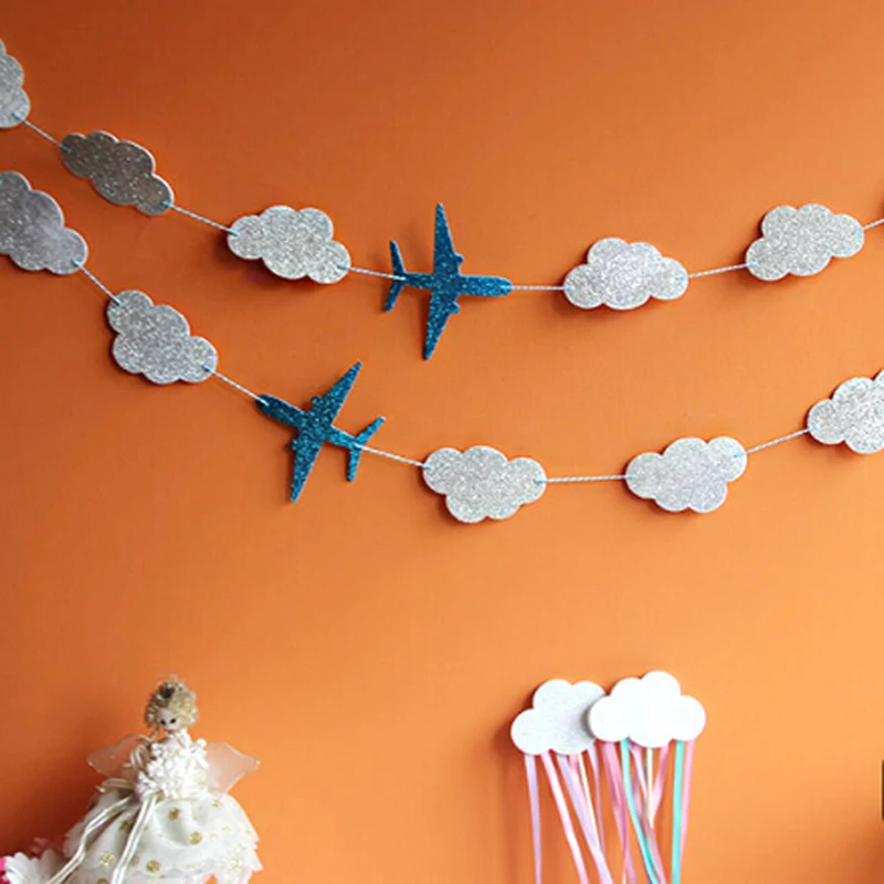 3d Diy Plane And Cloud Banner Baby Photo Props Background Home