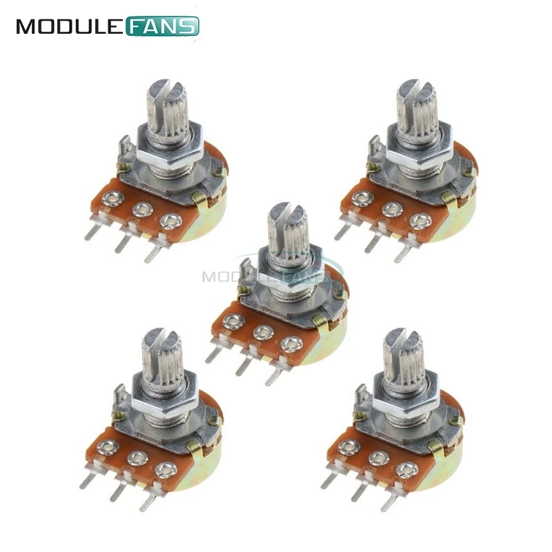 

5Pcs WH148 B1K Linear Potentiometer 3Pin Shaft With Nuts And Washers Ohm Linear Taper Rotary Potentiometers b1k