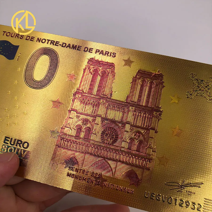1 шт. Франция креативный сувенир подарок собора Нотр-Дам Золотая фольга банкнота 0 евро Мона Лиза улыбка банкнота для souvnir подарок