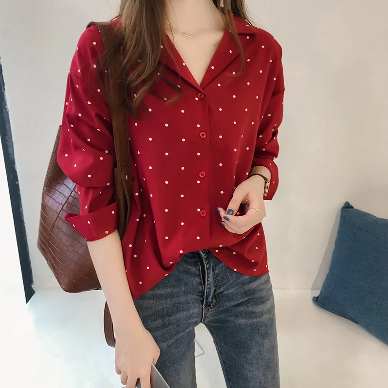 Women's Shirt Fashion Woman Blouses 2018 Long Sleeve Shirt Women Polka Dot Shirts Casual Ladies Tops Print Blouse Plus Size 4XL Women's Shirt Fashion Woman Blouses 2018 Long Sleeve Shirt Women Polka Dot Shirts Casual Ladies Tops Print Blouse Plus Size 4XL