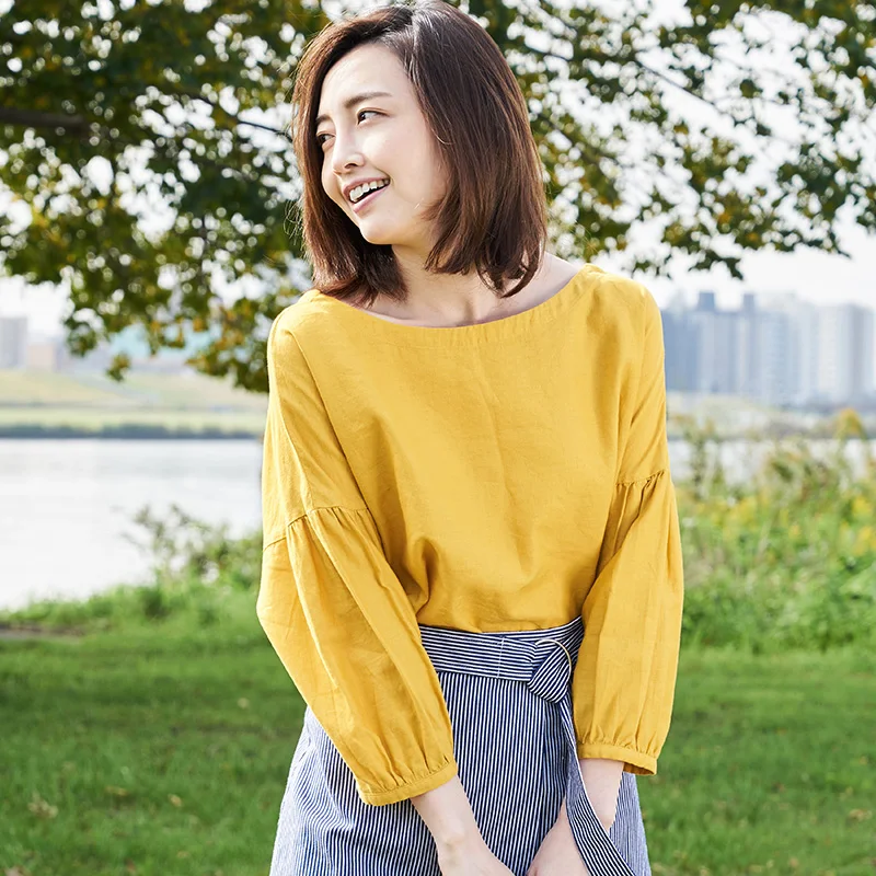 INMAN 2018 New Products Women Spring Clothes V-Neck Cotton And Linen Pullovers Long Sleeves Loose Blouse INMAN 2018 New Products Women Spring Clothes V-Neck Cotton And Linen Pullovers Long Sleeves Loose Blouse