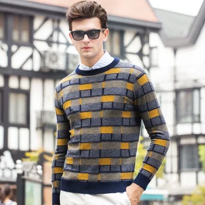 Пуловеры с круглым вырезом, Мужская брендовая одежда,, осенне-зимний Повседневный шерстяной свитер, повседневный принт, Pull Homme, мужские, высокое качество, новое поступление - Цвет: Print Sweater 2