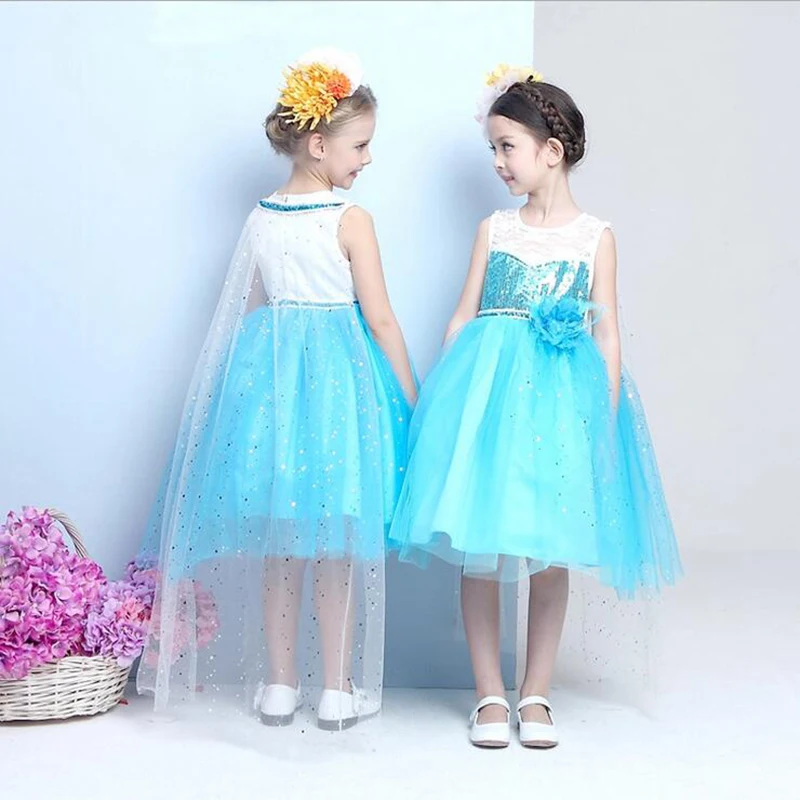 

2015 Hot Elsa anna dress Children Bow Lace Prom Dress baby clothes dresses for girls BX1692