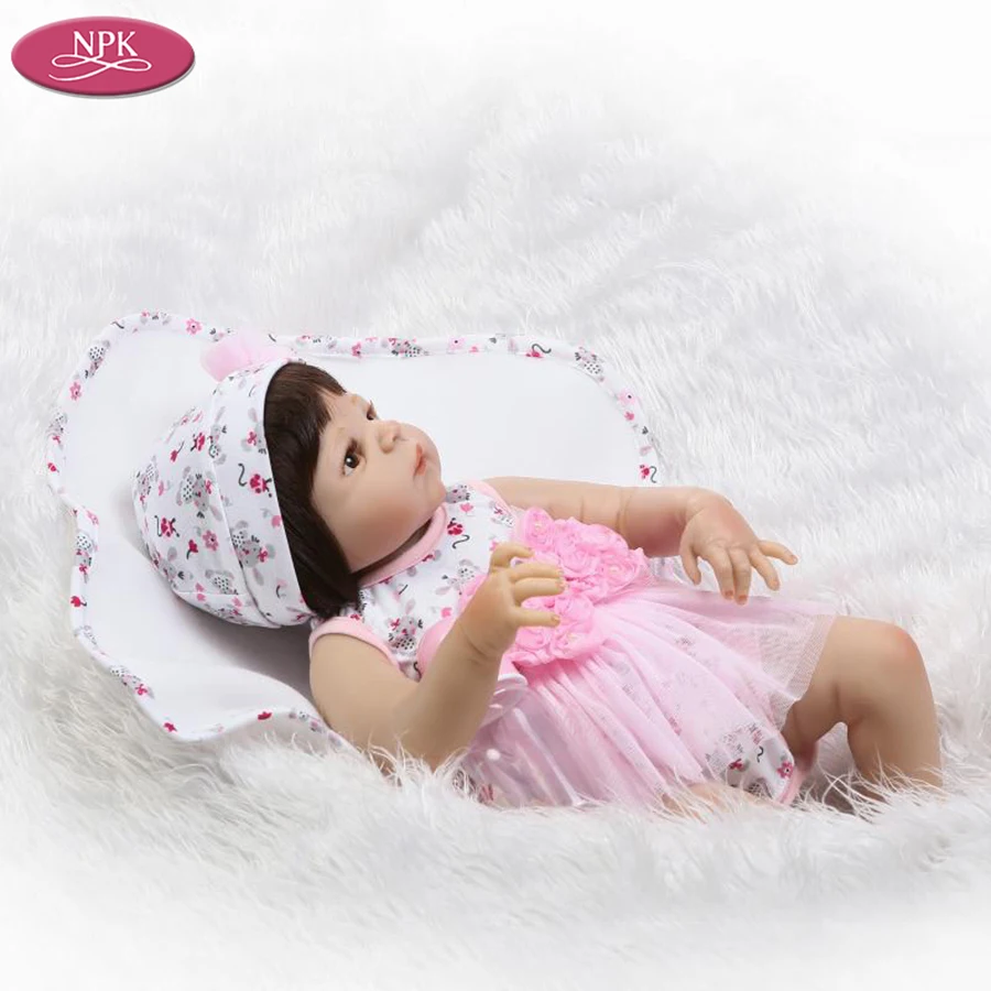 NPK Simulation 3 Month Baby Size Lifelike Reborn Baby Doll Girl Full Body SIlicone Vinyl Newborn Babies Bathe Toys Child Gifts  (5)
