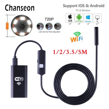

Chanseon 8mm Wifi Endoscope Camera HD 1m 2m 3.5m 5m Cable Inspection USB Endoscope Camera for Iphone iOS Waterproof Borescopes