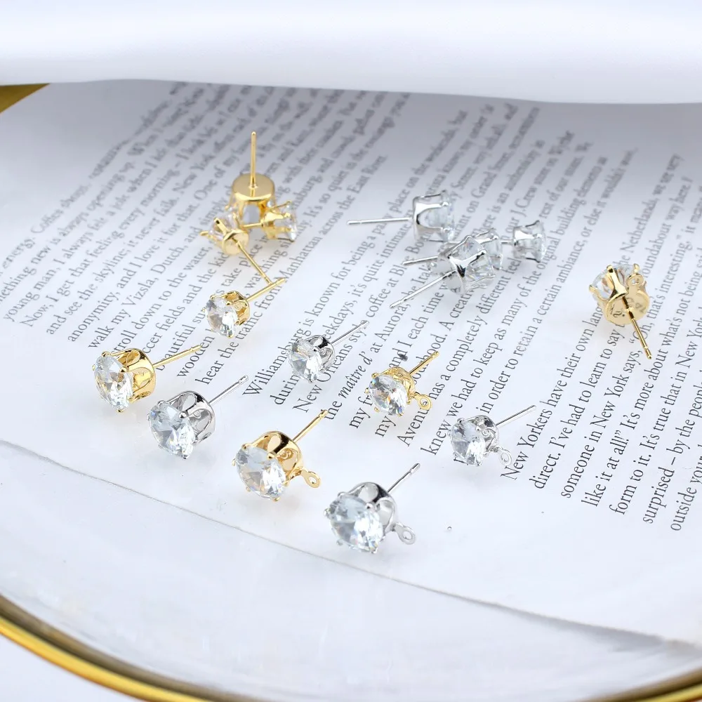 

10pcs korean version of jewelry simple earrings for women fashion diy accessories silver gold rhinestone earrings wholesale