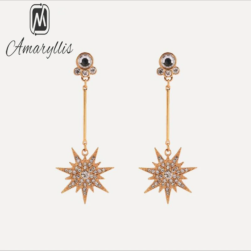 

Amaiyllis Bling Bling Crystal Star Pendant Earrings For Model Chunky Metal Bar Dangle Earrings Rhinestone Statement Earrings