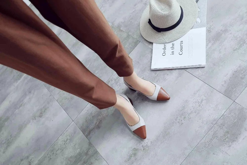 Lenkisen смешанные цвета Большие размеры без шнуровки из кожи с натуральным лицевым покрытием с квадратным носком среднем необычном высоком каблуке уличная мода ретро женские туфли-лодочки L99