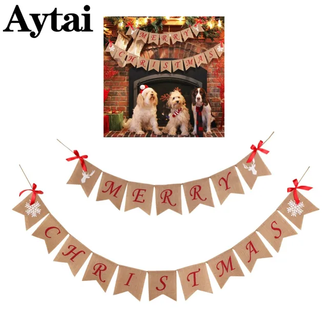 aytai merry christmas burlap banner letter bunting flags window outdoor home party decor garland string flag - Merry Christmas Burlap Banner aytai merry christmas burlap banner letter bunting flags window outdoor home party decor garland string flag - Merry Christmas Burlap Banner