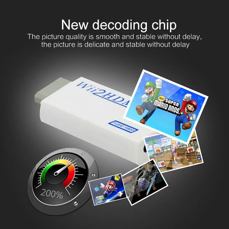  Convertitore per Wii2 a HDMI Full HD Auto Interruttore Risoluzione Supporto Adattatore di Uscita di
