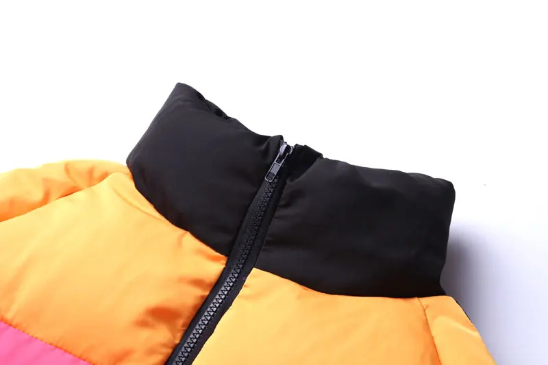 Rainbow Color Block Thick Parkas 3