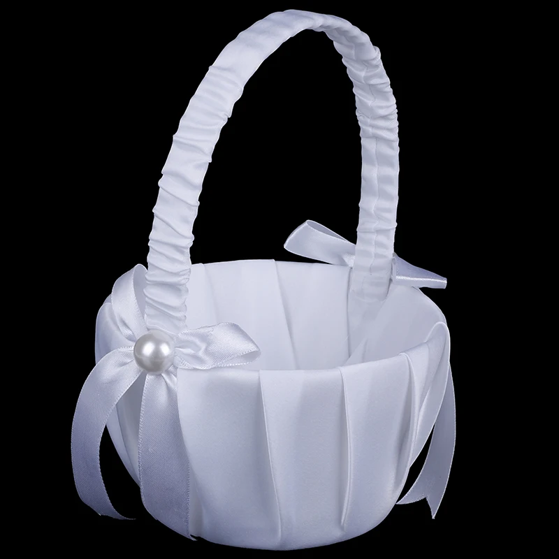 

Wedding Basket Flower Girl Basket For Ceremony Wedding Decoration Love Case Satin Basket Storage Flower Girl Basket Container