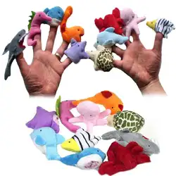 10 шт./компл. Симпатичные Sea Животные Плюшевые палец руки куклы и игрушки на день рождения рождественские подарки для Для детей YJS челнока