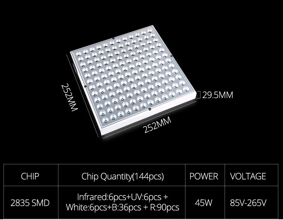 Полный спектр Панель Светодиодный светильник для выращивания AC85~ 265 В 25 Вт 45 Вт лампа для выращивания палаток коробка комнатных растений цветок гидро сад Гидропоника