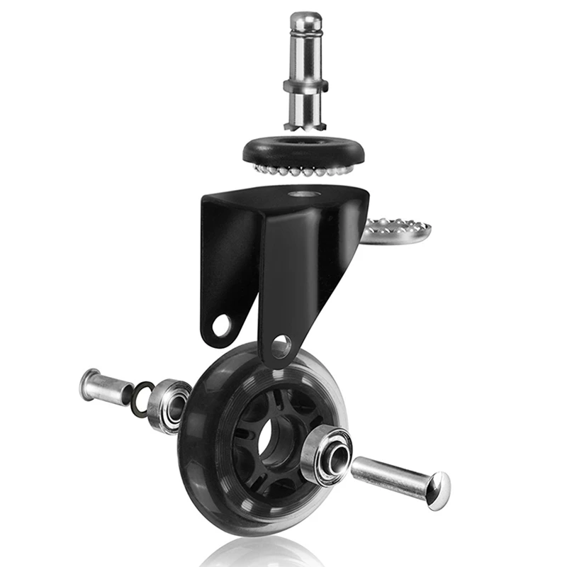 3 Universal Mute Wheel Replacement Office Chair Swivel Casters Floor Protecting Rubber Office Chair Caster Wheels Black 60KG 3
